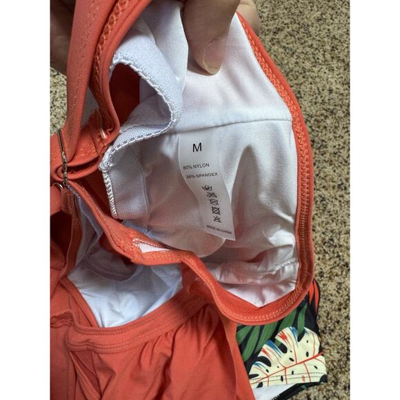 SUUKSESS Women Tummy Control Tankini Bathing Suit Ruffle High Waisted Tropical M - Picture 7 of 12